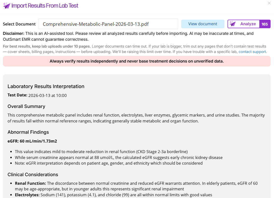 The Lab AI interpretation of a metabolic panel: overall summary, abnormal findings and clinical considerations